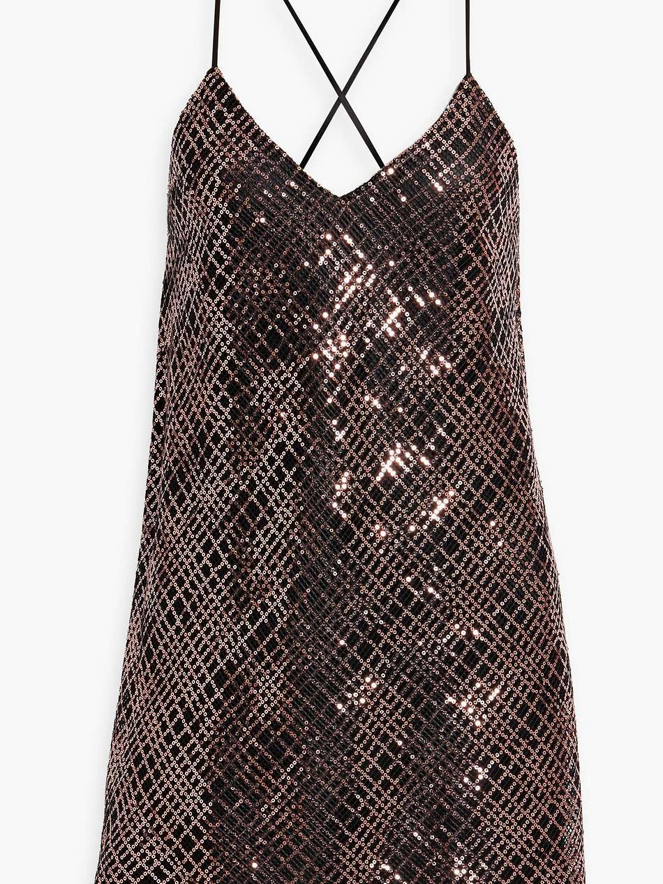 sequined mesh mini slip dress