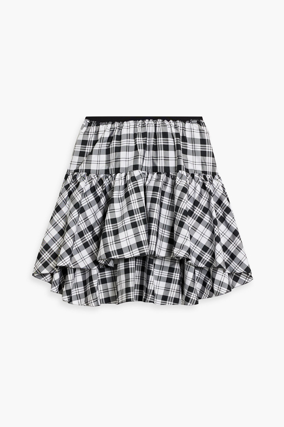 Red Valentino Ruffled Checked Taffeta Mini Skirt In Black