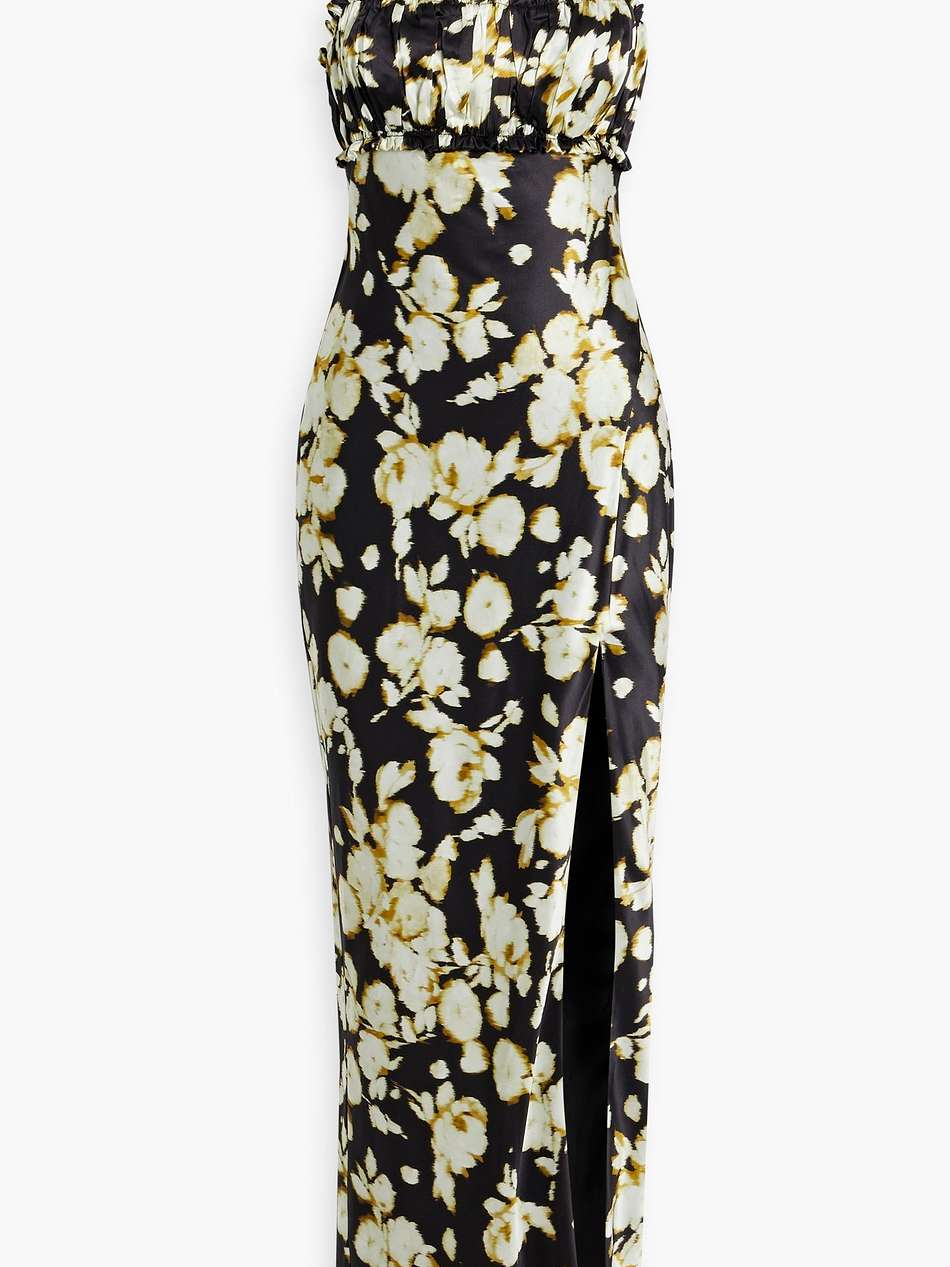 baro ruched floral-print silk-satin maxi dress