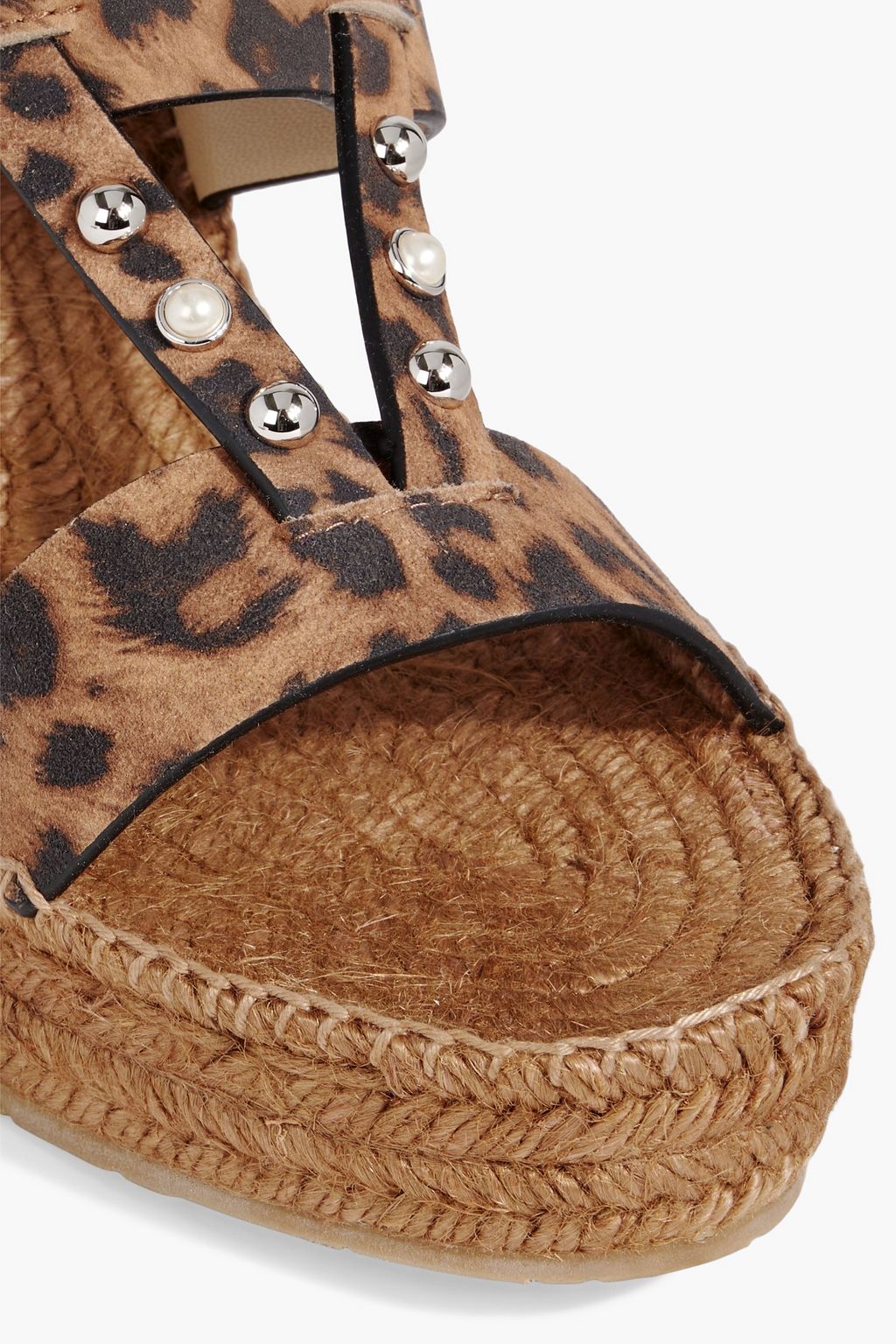 JIMMY CHOO Danica 80 embellished leopard-print suede espadrille wedge sandals