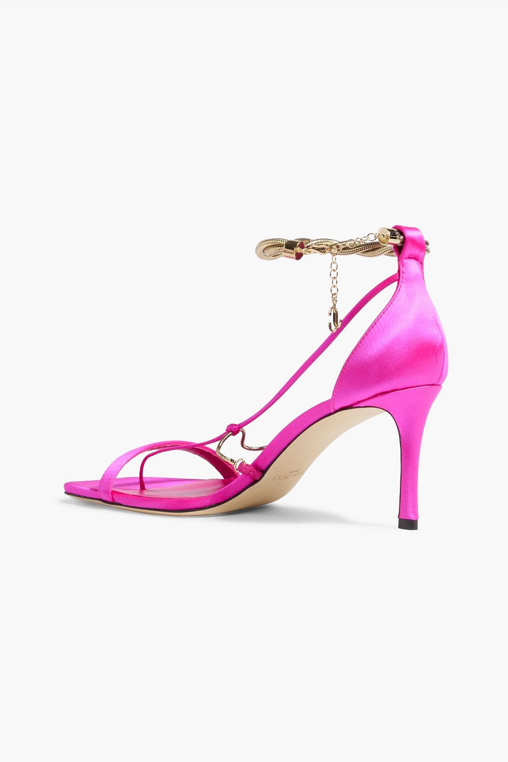 JIMMY CHOO Orianna 75 chain-embellished satin sandals