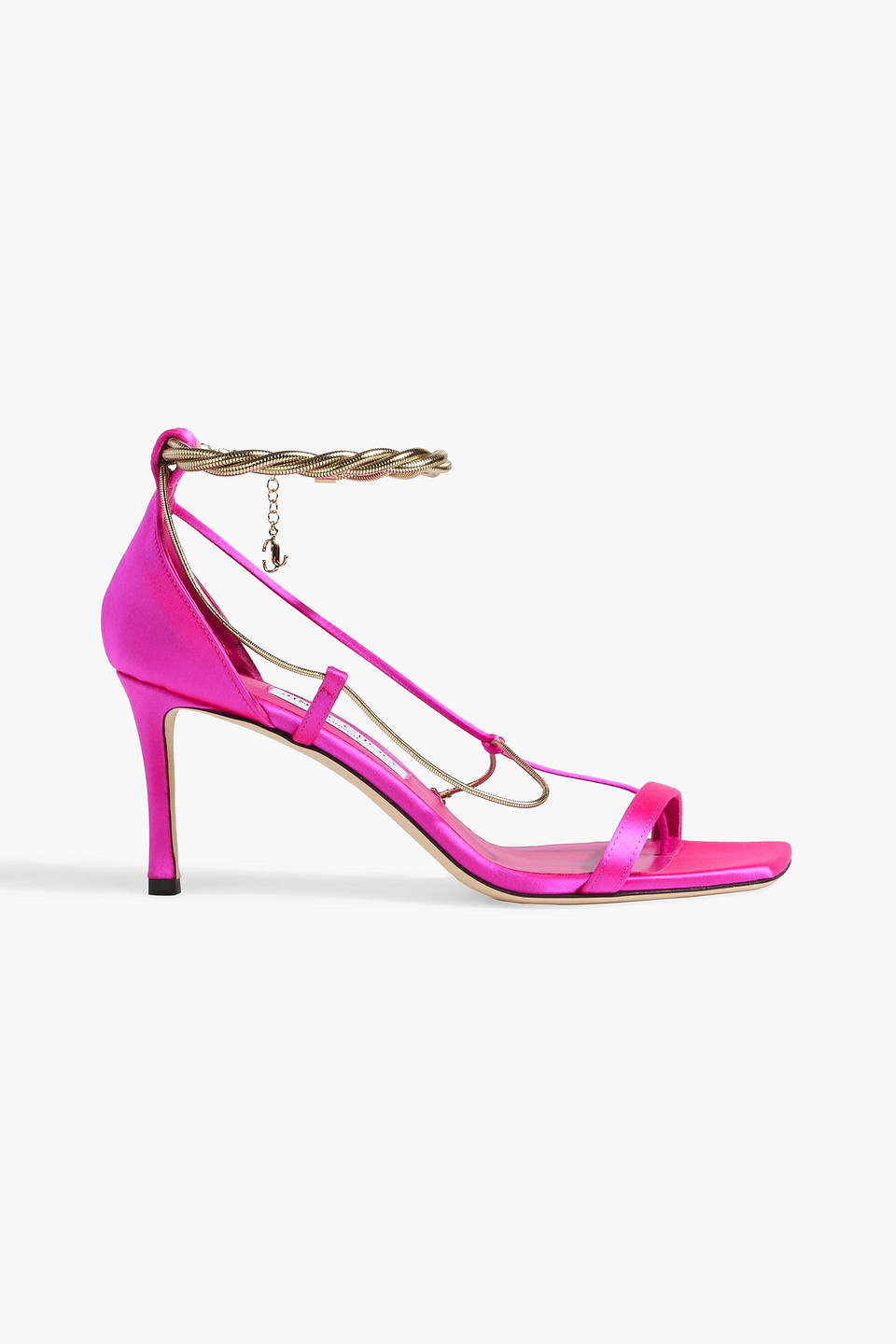 Jimmy Choo Orianna 75 Chain-embellished Satin Sandals In Bright Pink