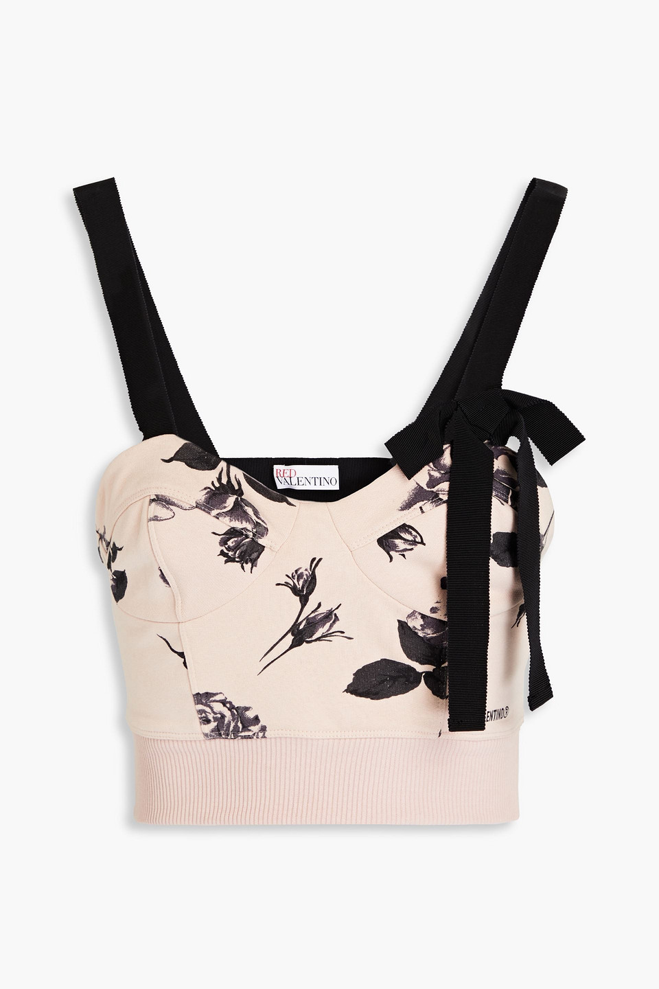 REDValentino - Cropped printed cotton-blend jersey top - Pink - L