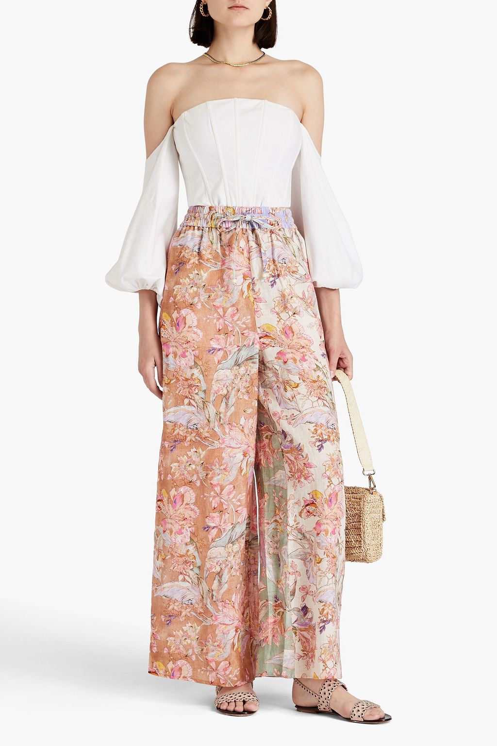 ZIMMERMANN Floral-print linen wide-leg pants