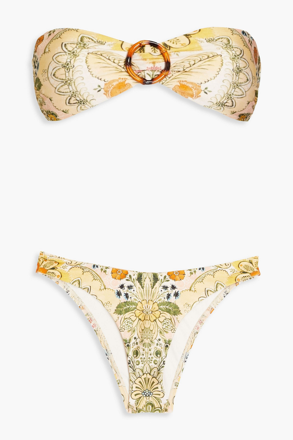 Zimmermann Floral-print Bandeau Bikini In Pastel Yellow
