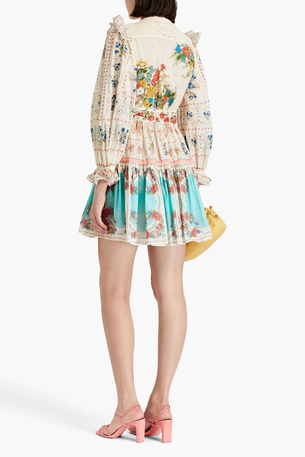 ZIMMERMANN Ruffled floral-print cotton mini wrap dress