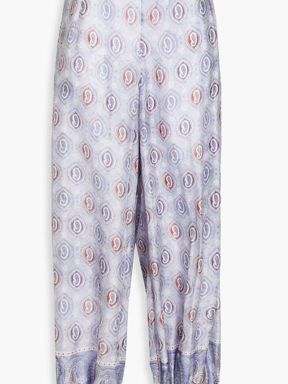paisley-print silk crepe de chine tapered pants