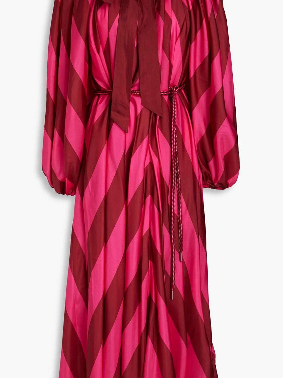 striped silk-satin midi dress