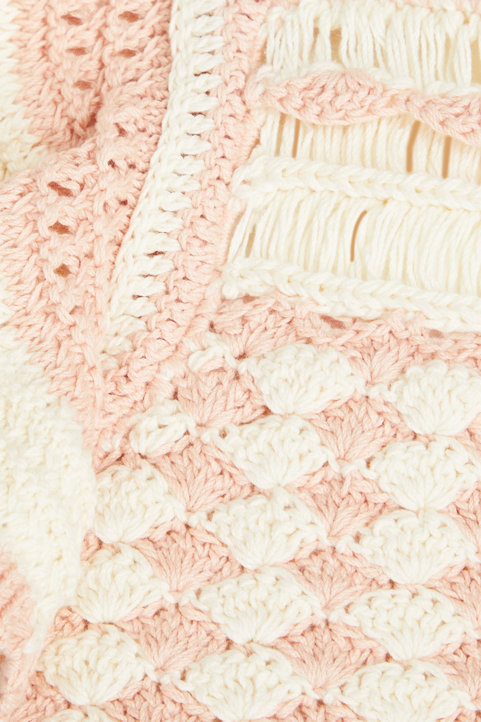 Zimmermann Cropped ruffled crocheted cotton top