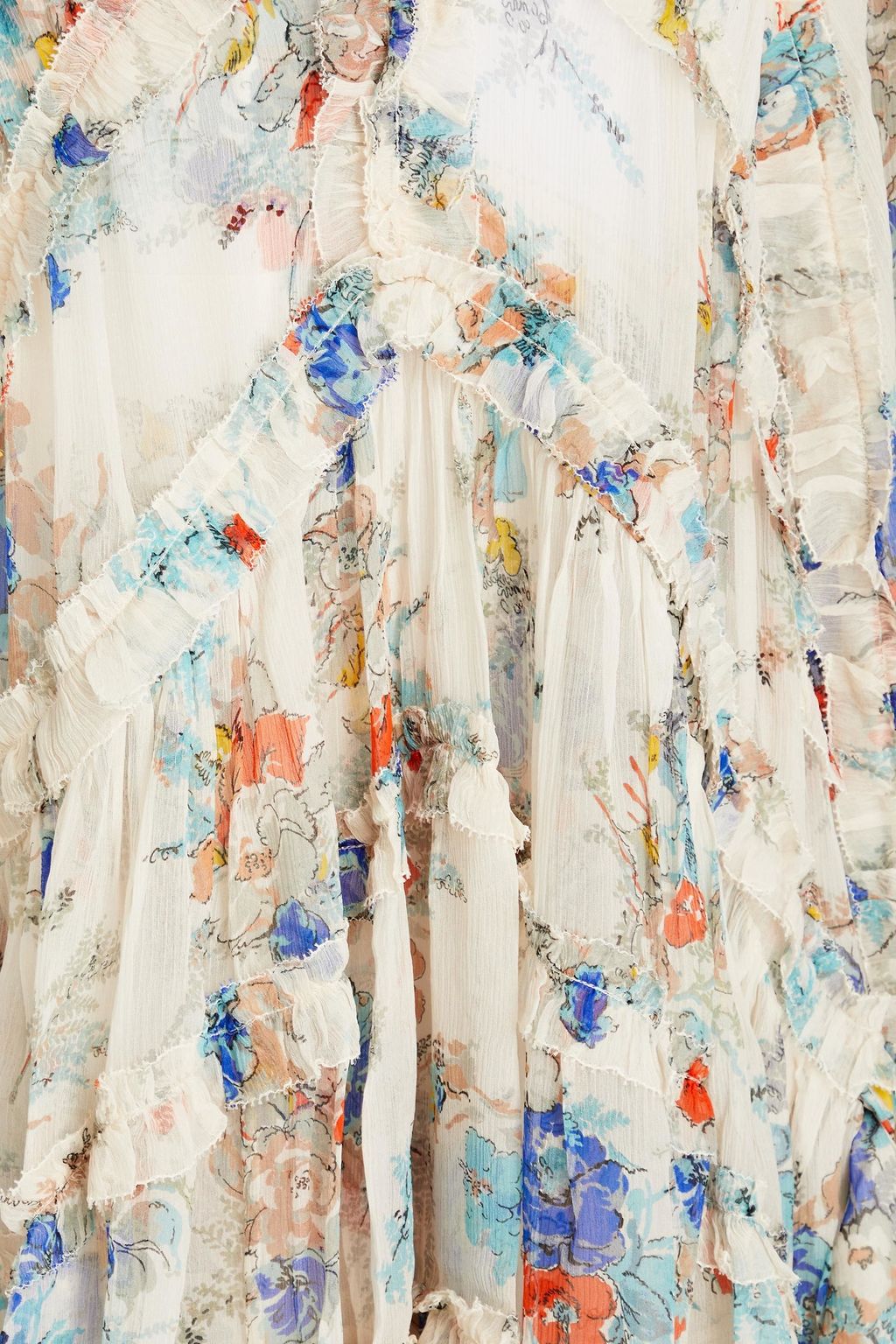 ZIMMERMANN Tiered floral-print silk-crepon mini dress
