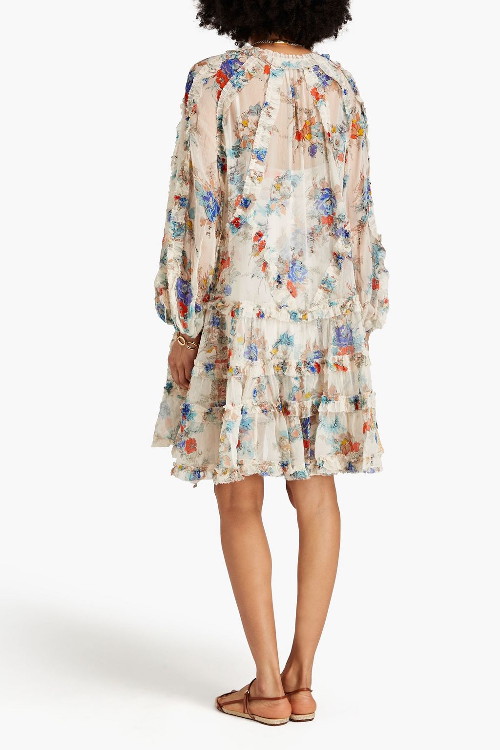 ZIMMERMANN Tiered floral-print silk-crepon mini dress