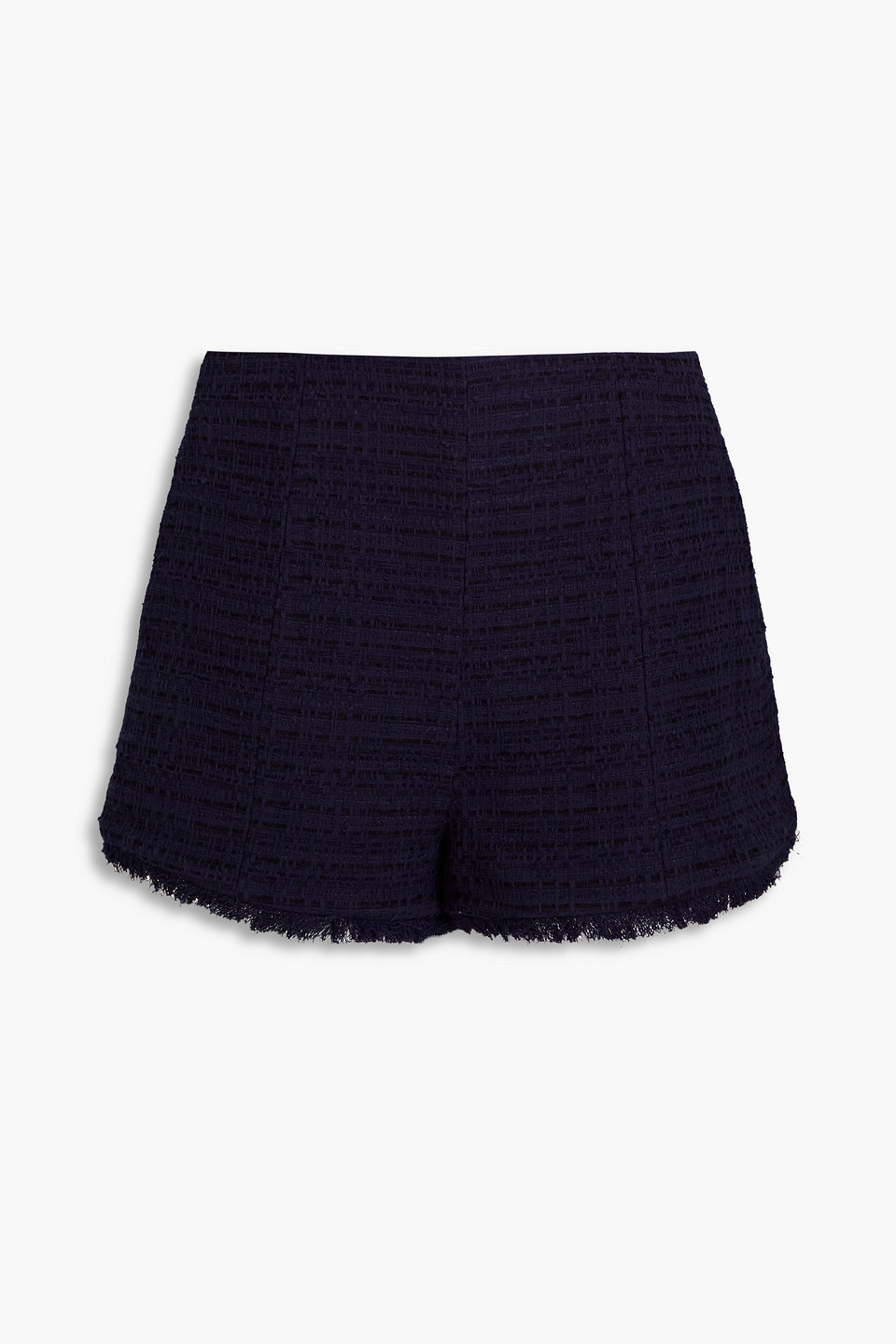 Shop Zimmermann Cotton-blend Tweed Shorts In Navy