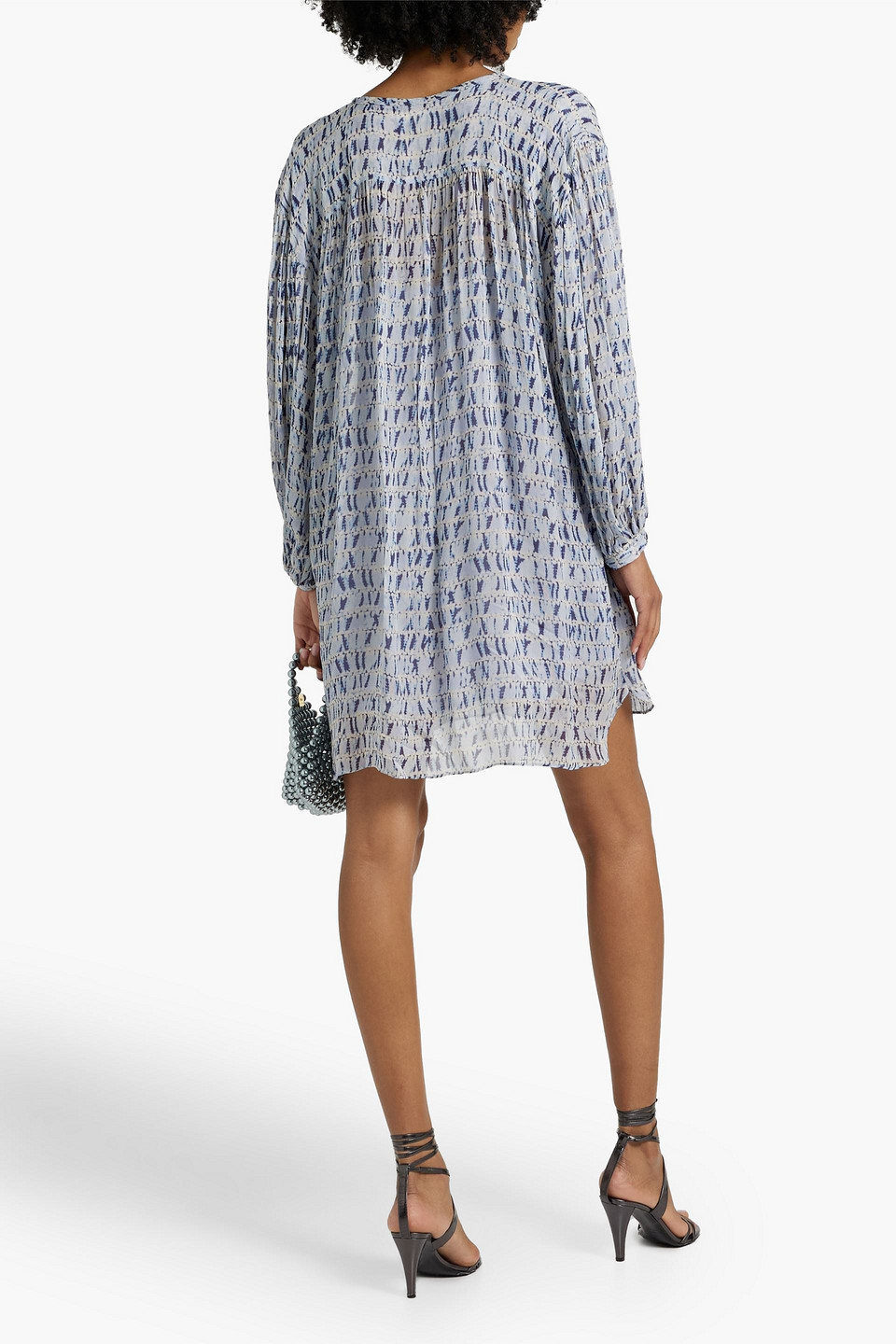 Shop Isabel Marant Étoile Silorion Tie-dyed Crepon Mini Dress In Light Blue