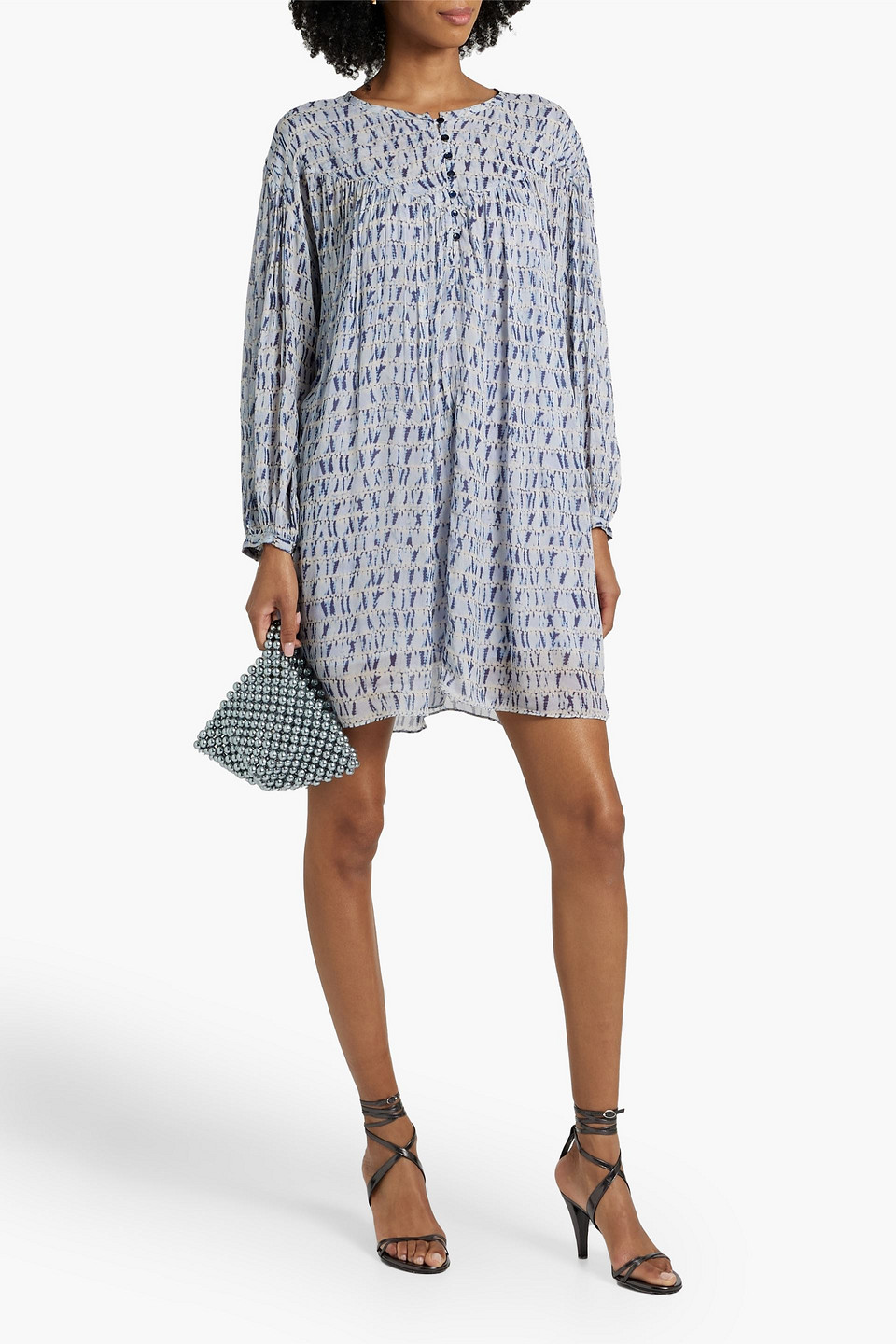 Shop Isabel Marant Étoile Silorion Tie-dyed Crepon Mini Dress In Light Blue