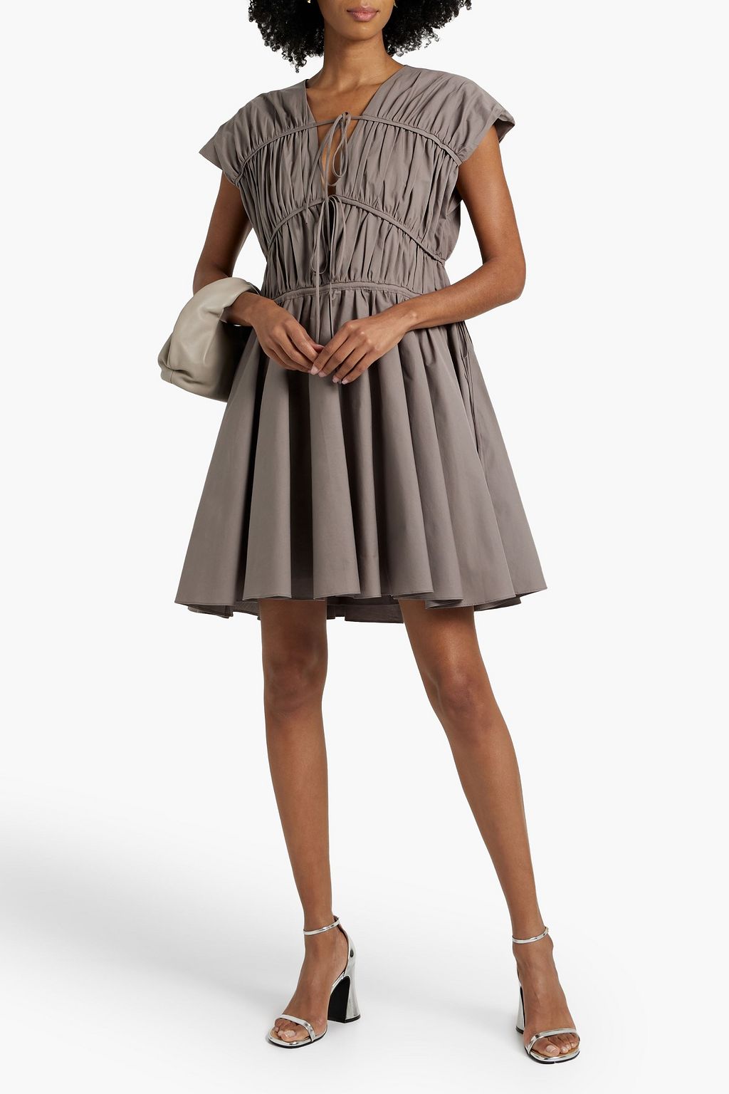TOVE Clara gathered cotton-poplin mini dress