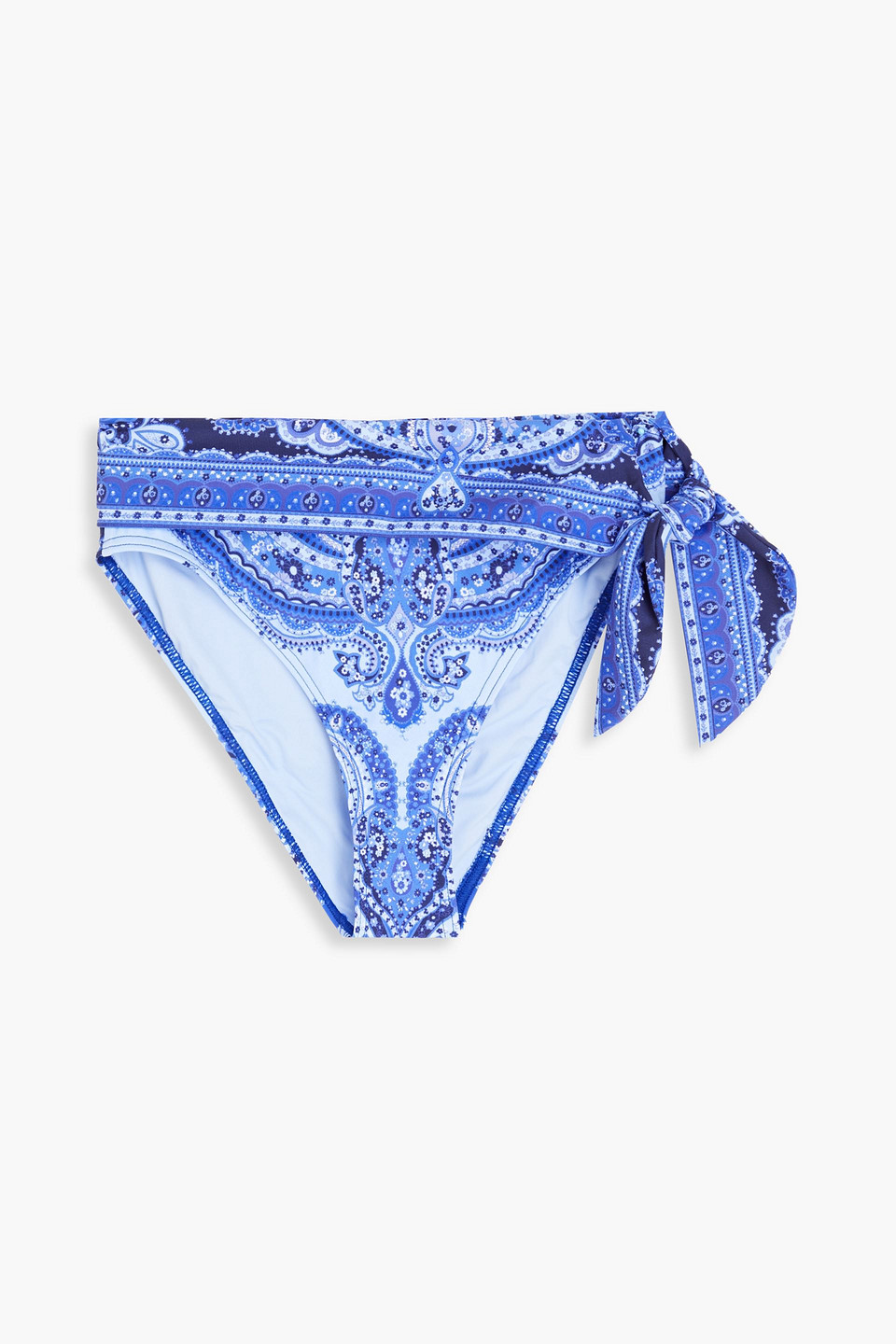 Zimmermann Separates Sculpt High-rise Knotted Paisley-print Bikini Briefs In Light Blue