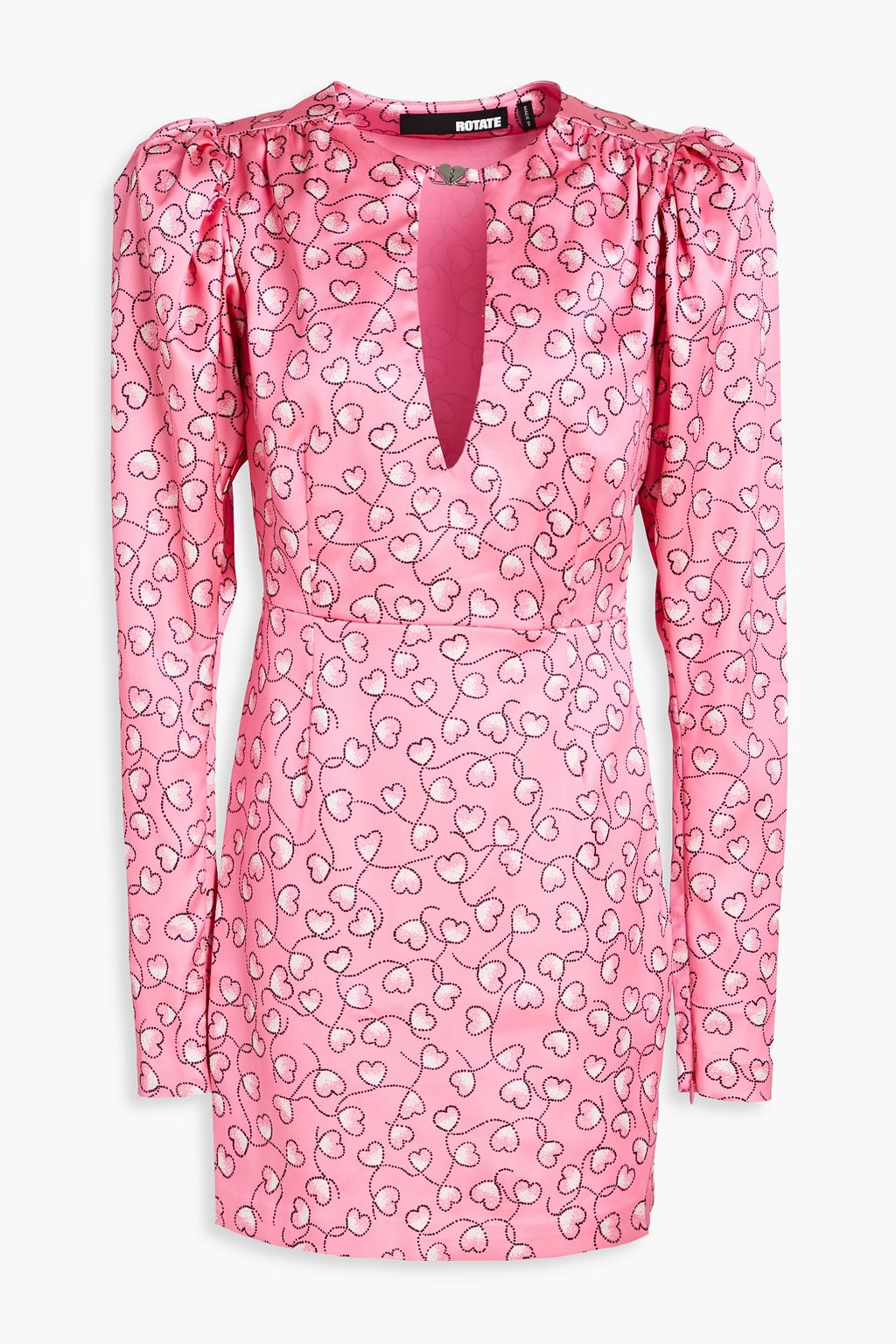 Cutout printed satin mini dress baby pink DE 32