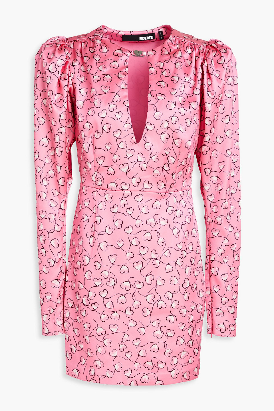 Rotate Birger Christensen Bedrucktes Minikleid Aus Satin Mit Cut-outs In Baby Pink