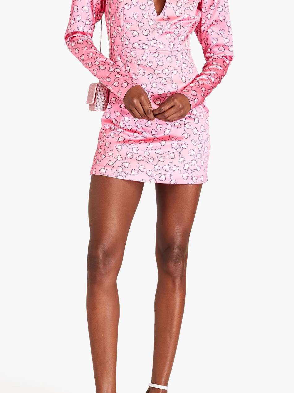 cutout printed satin mini dress