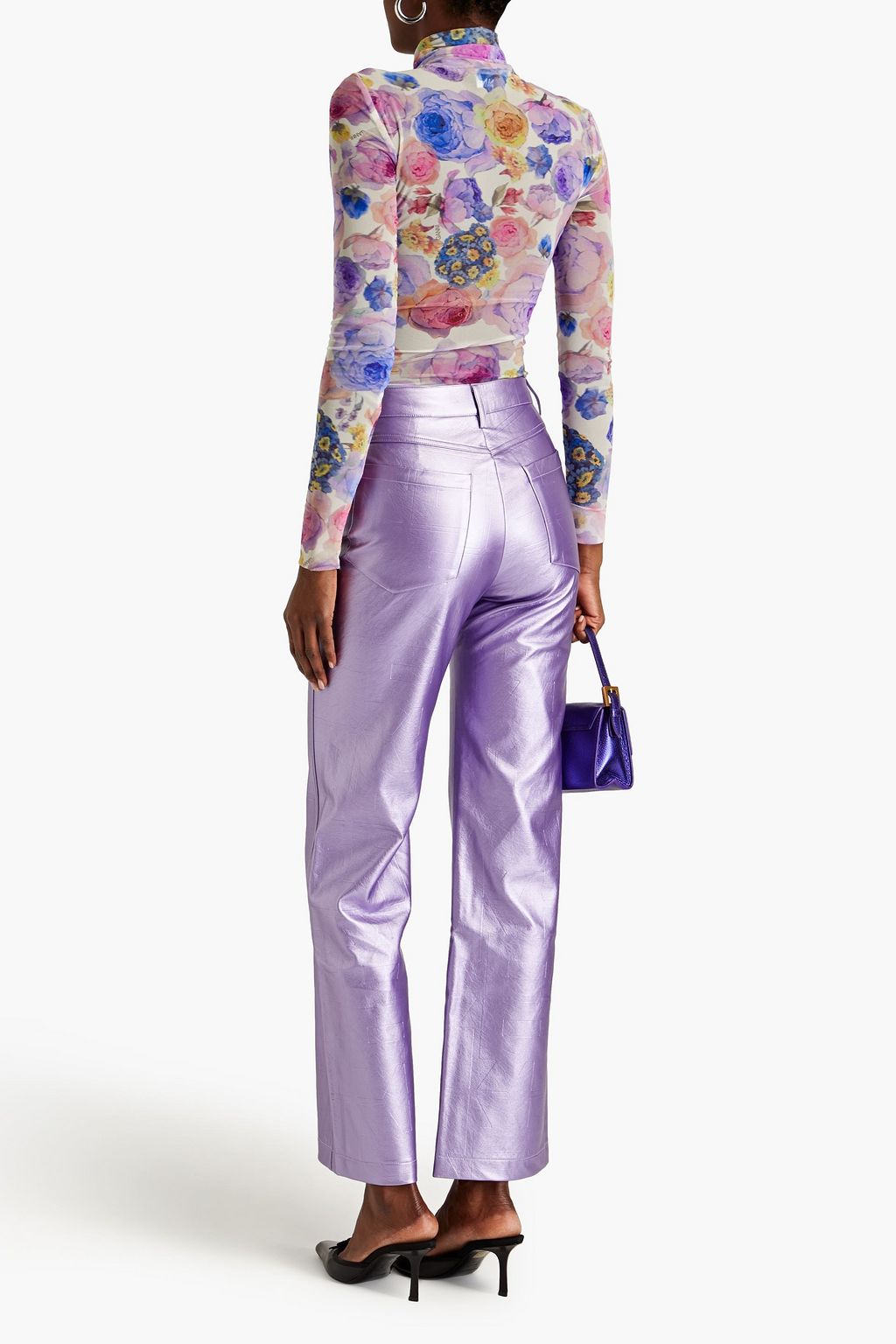 ROTATE BIRGER CHRISTENSEN Hose mit geradem Bein aus Kunstleder mit Metallic-Effekt