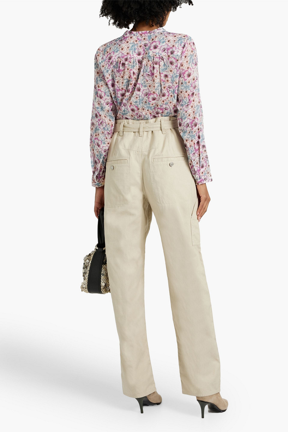ISABEL MARANT ÉTOILE PEGGY BELTED COTTON AND LINEN-BLEND CANVAS STRAIGHT-LEG PANTS