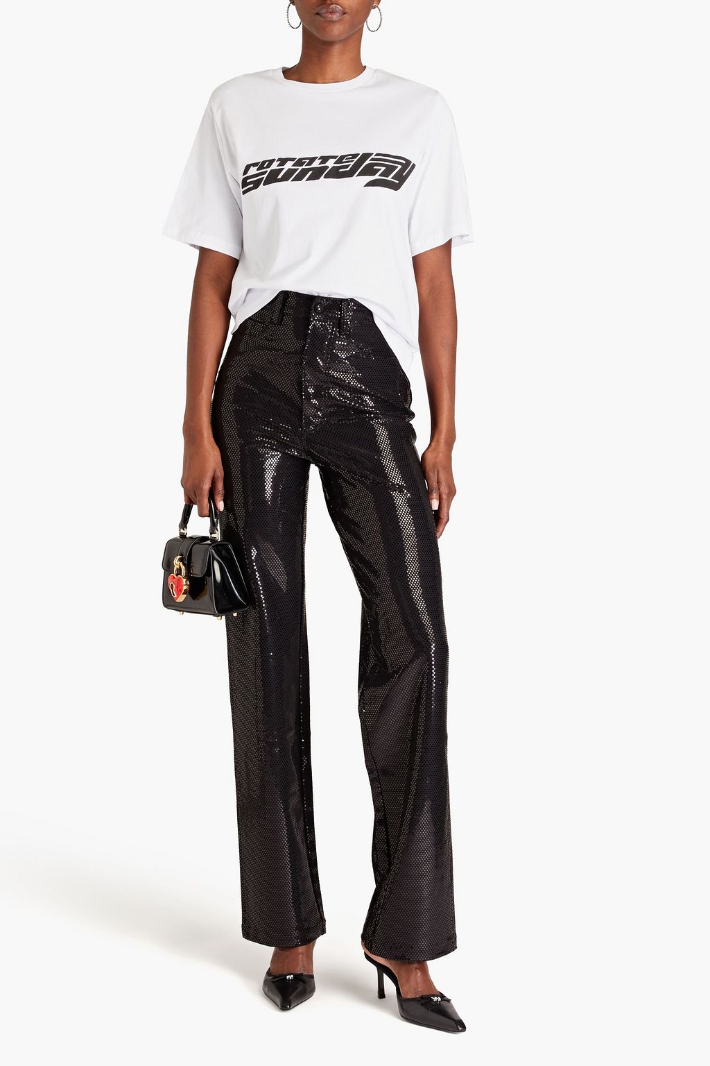 ROTATE BIRGER CHRISTENSEN Asteeer appliquéd cotton-jersey T-shirt