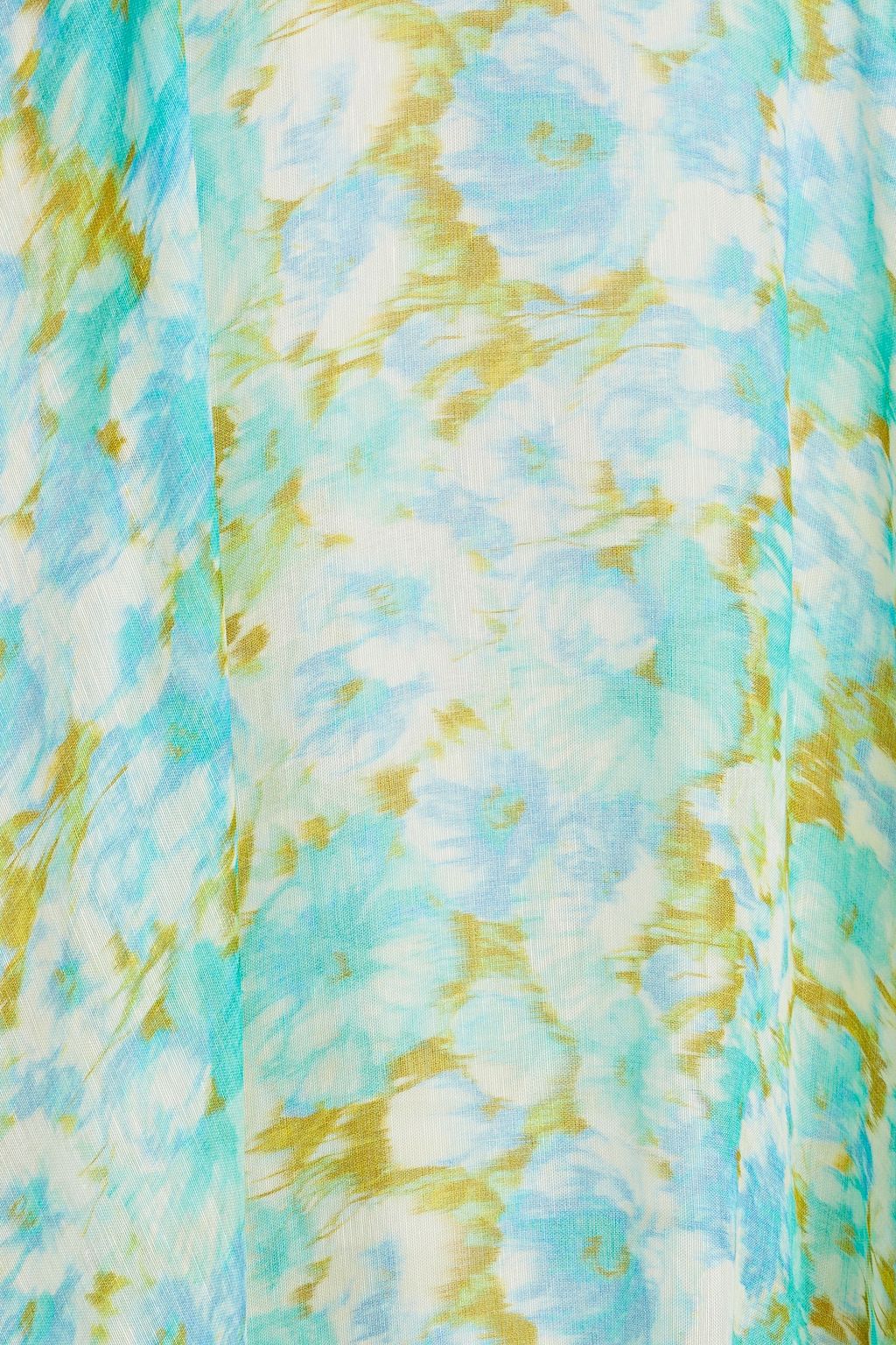 ZIMMERMANN Belted floral-print linen and silk-blend maxi skirt