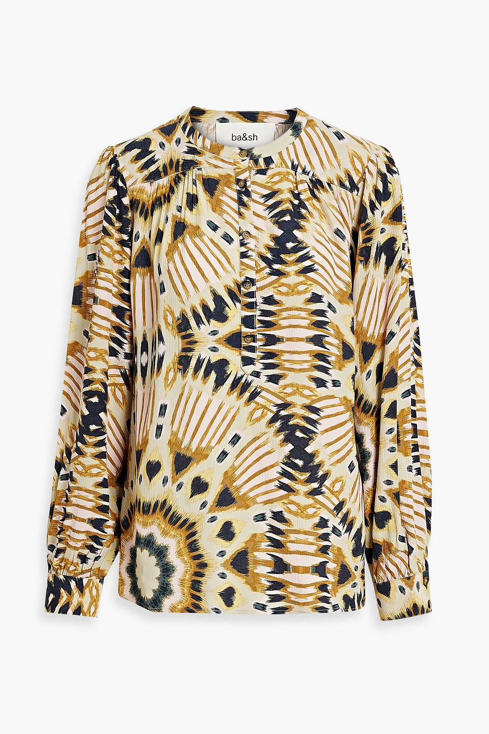 Ba&sh Calysta Printed Crepe Blouse In Beige