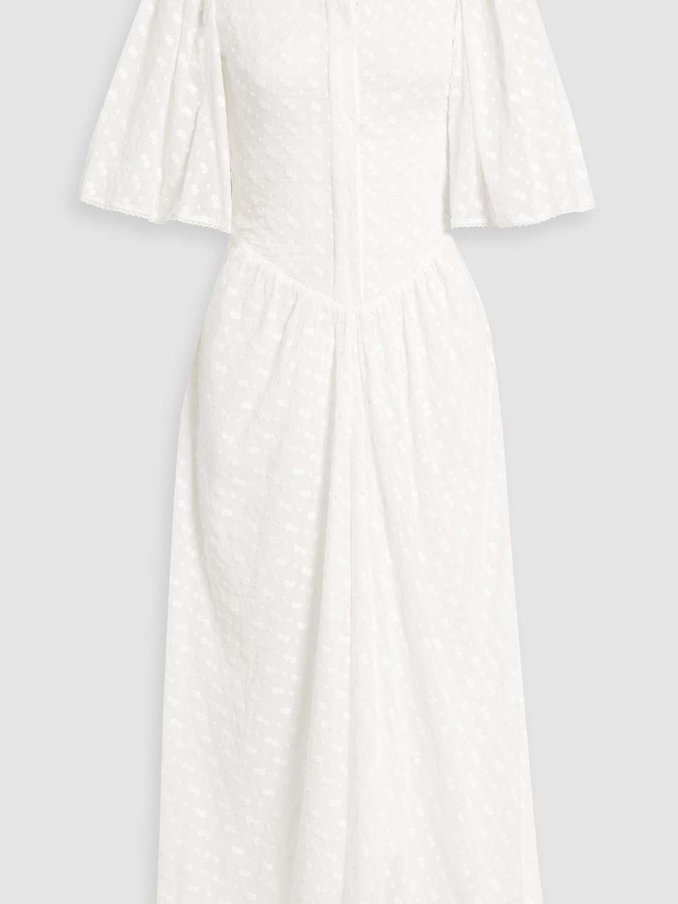 turin crochet-trimmed broderie anglaise cotton midi dress
