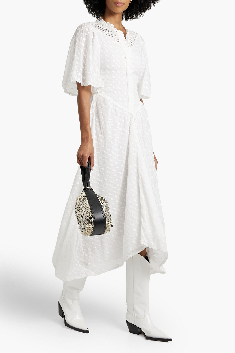 Isabel Marant toile Turin crochet-trimmed broderie anglaise cotton midi  dress | Smart Closet
