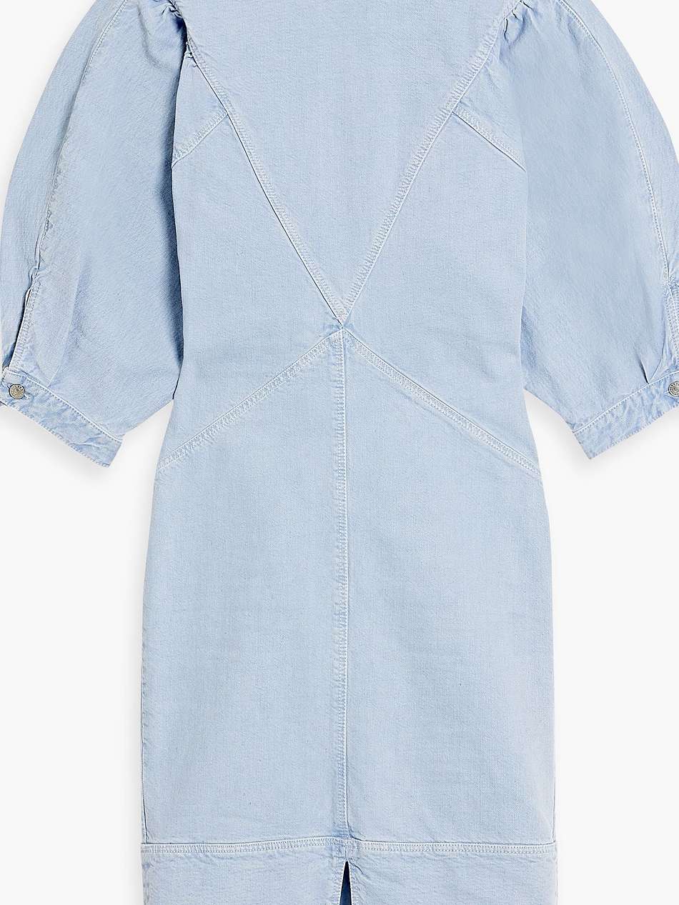 laure faded denim turtleneck mini dress