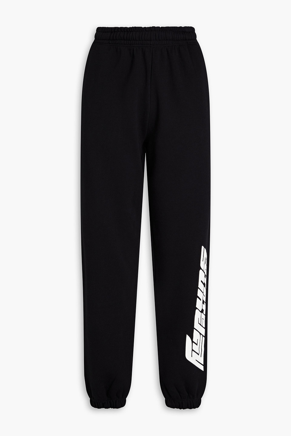 Rotate Birger Christensen Mimi Printed Cotton Fleece Track Pants In Black