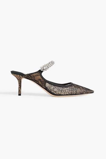 Black Suede Pumps with Crystal Embellishment, SAEDA 100, Spring Summer  2021