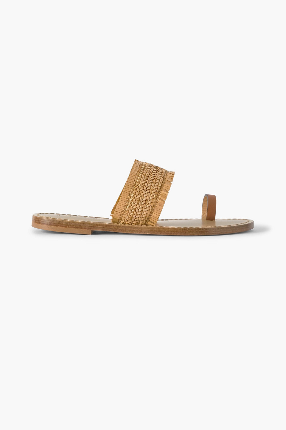 Amanu Shela Woven Raffia And Leather Sandals In Brown