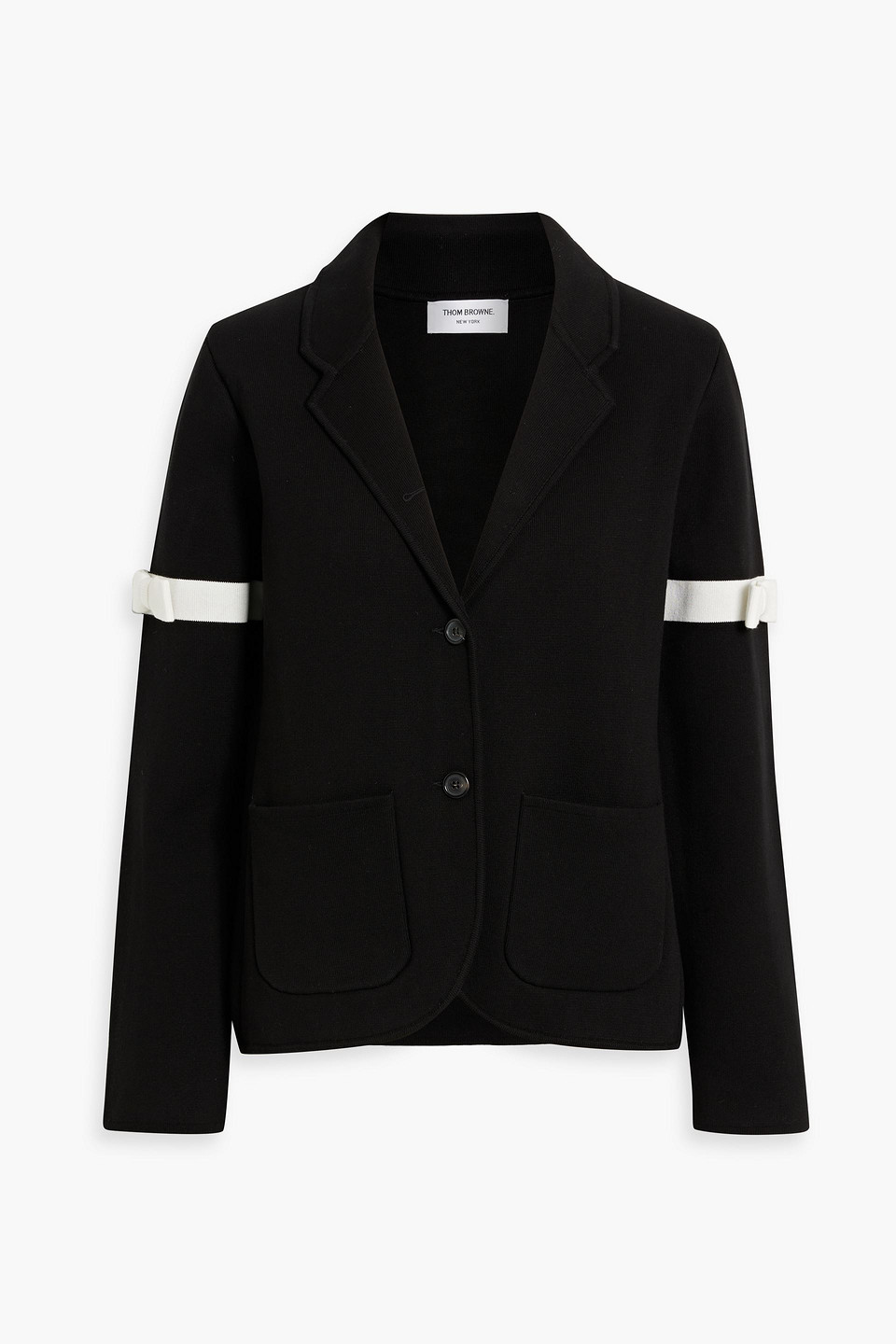 Thom Browne Bow-detailed Cotton-blend Blazer In Black