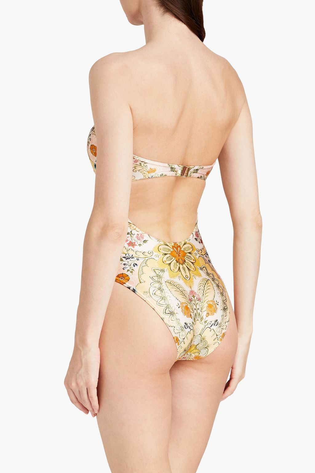 ZIMMERMANN Embellished printed bandeau swimsuit