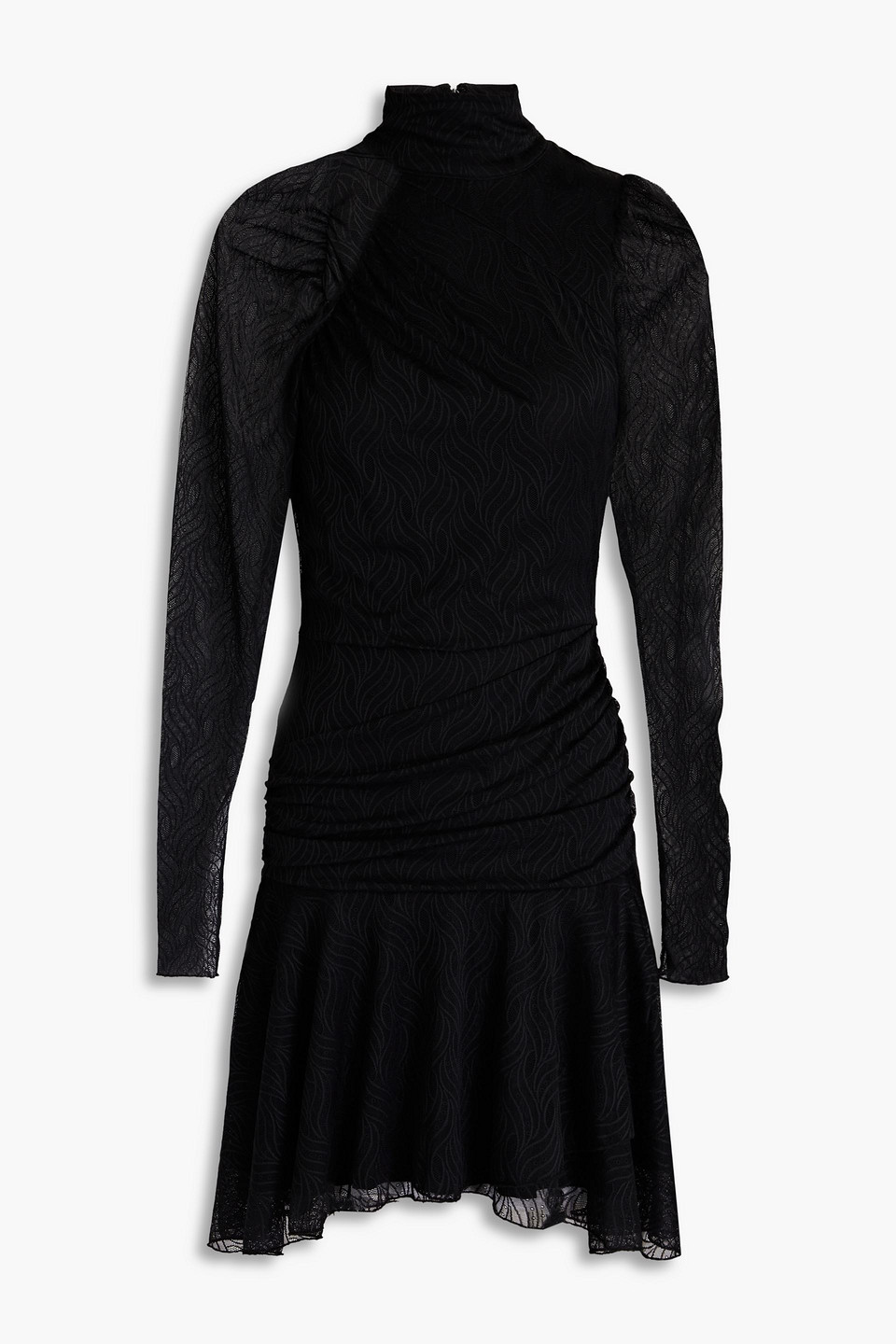 Rotate Birger Christensen Gerafftes Minikleid Aus Mesh In Black