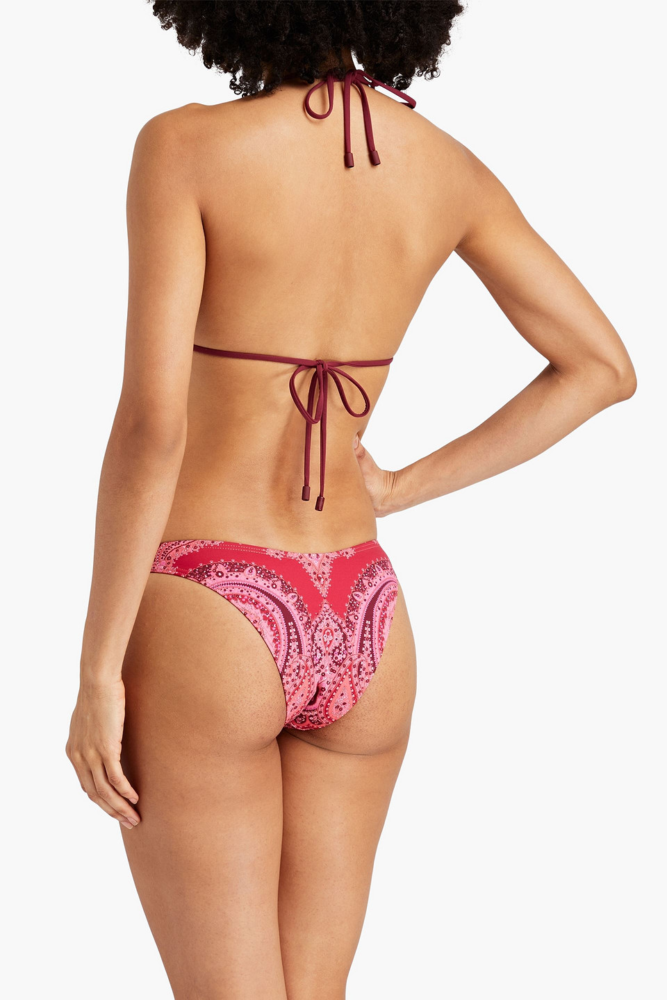 Shop Zimmermann Paisley-print Low-rise Bikini Briefs In Pink