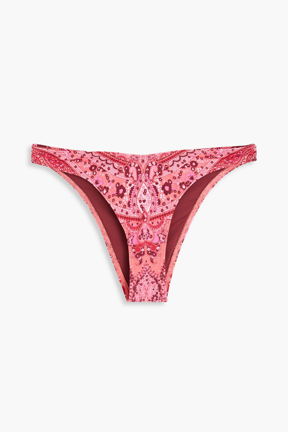 Zimmermann Paisley-print Mid-rise Bikini Briefs In Pink