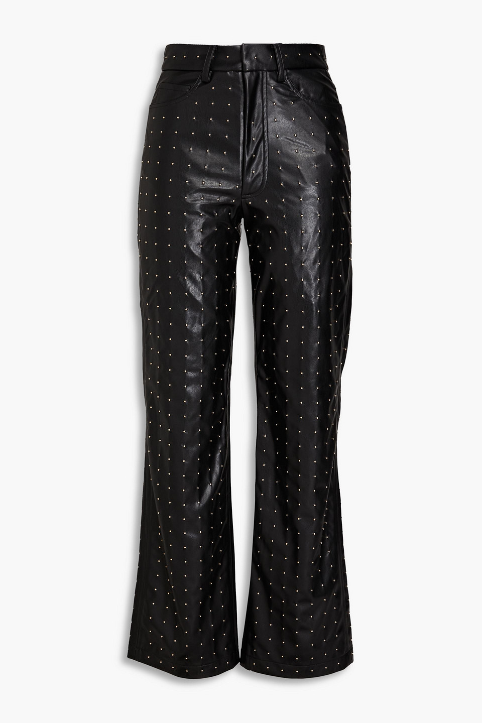 Rotate Birger Christensen Studded Faux-leather Trousers In Black