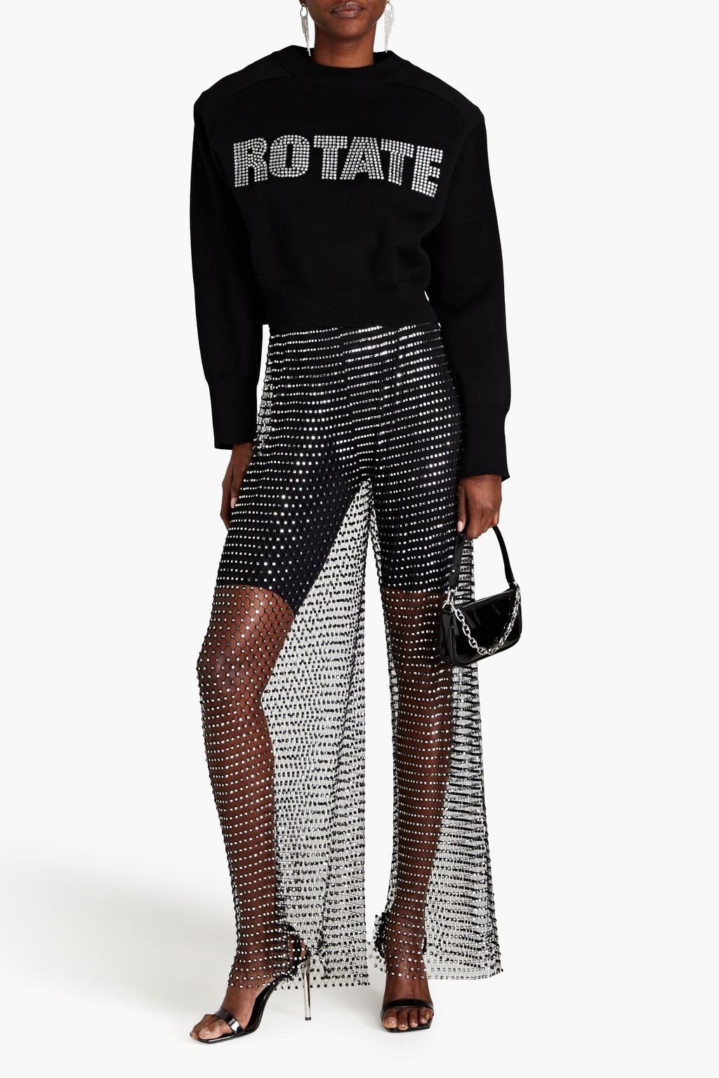ROTATE BIRGER CHRISTENSEN Crystal-embellished cotton and cashmere-blend sweater