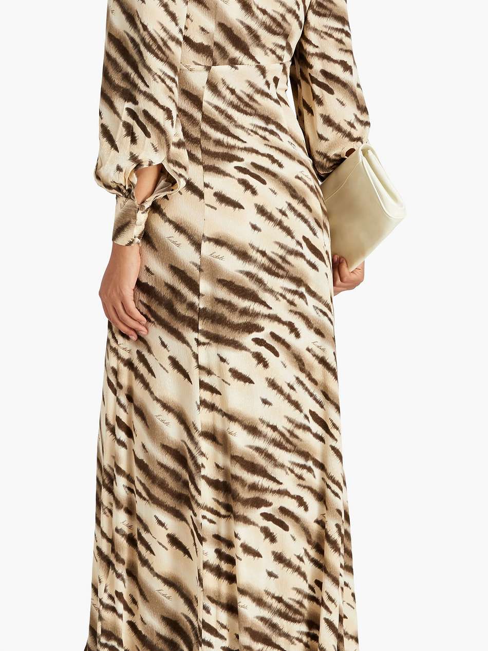 maja printed satin-jacquard maxi dress