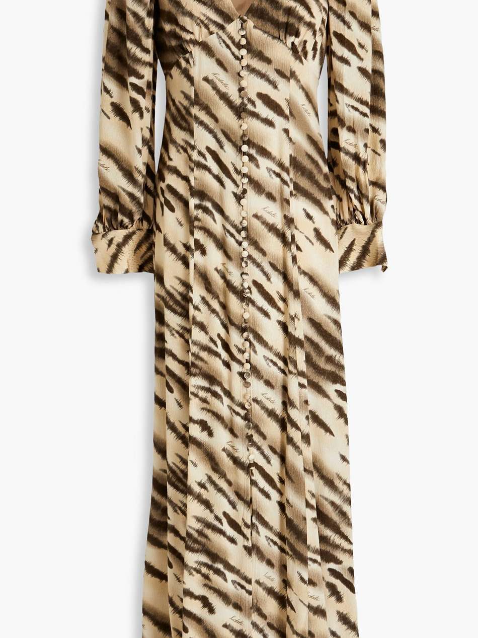 maja printed satin-jacquard maxi dress