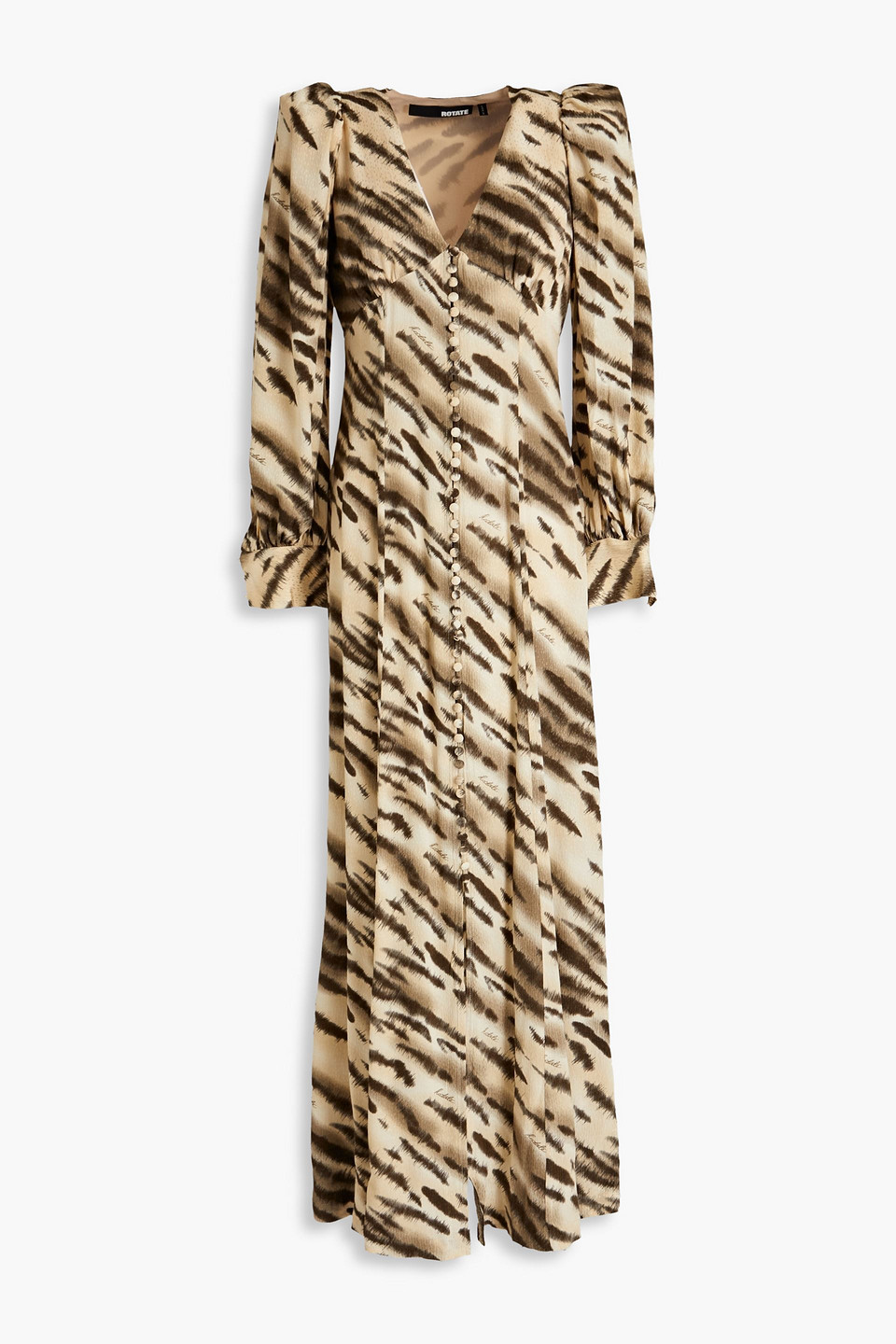 Rotate Birger Christensen Bedrucktes Maxikleid Aus Webstoff In Beige