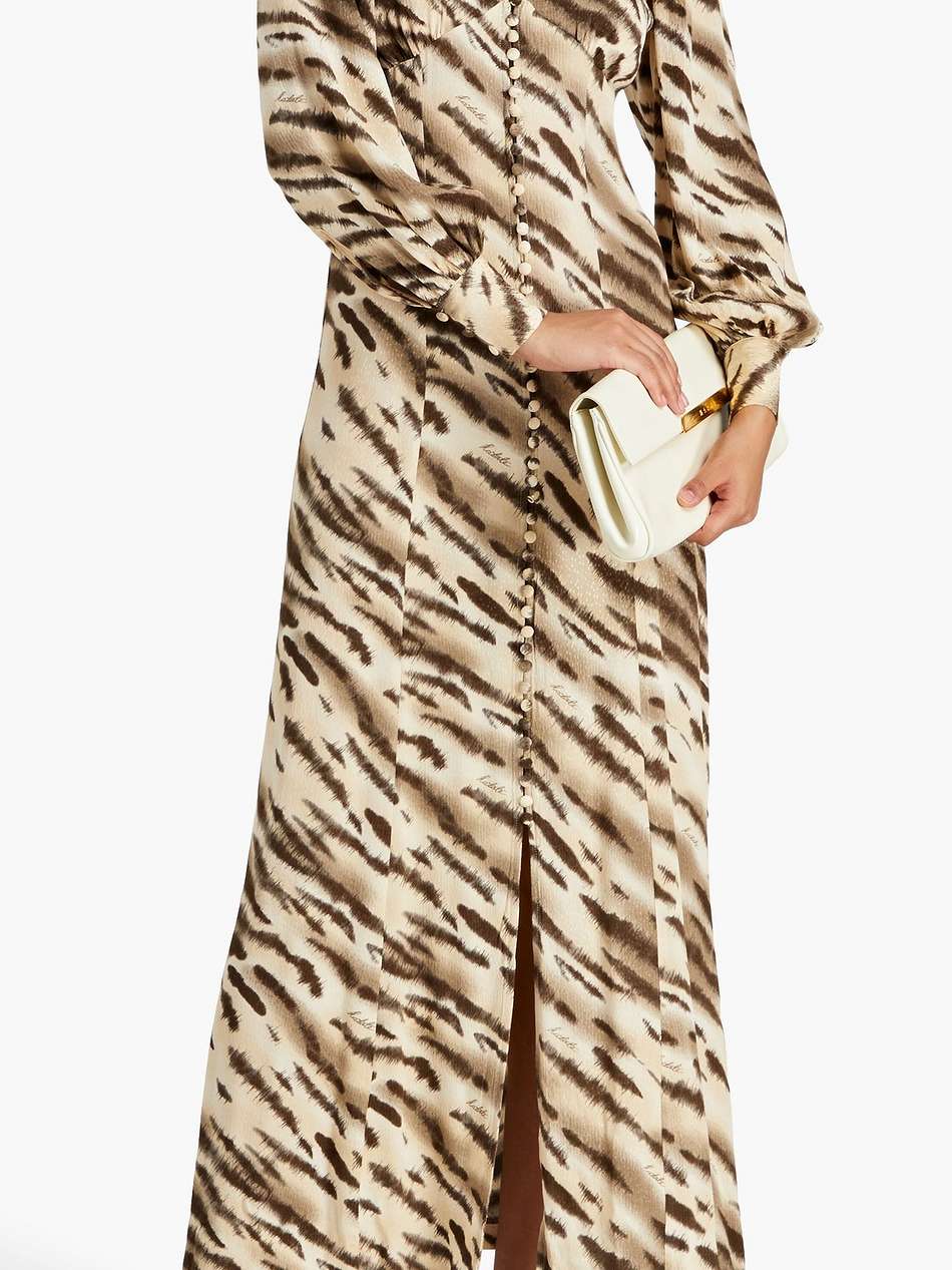 maja printed satin-jacquard maxi dress