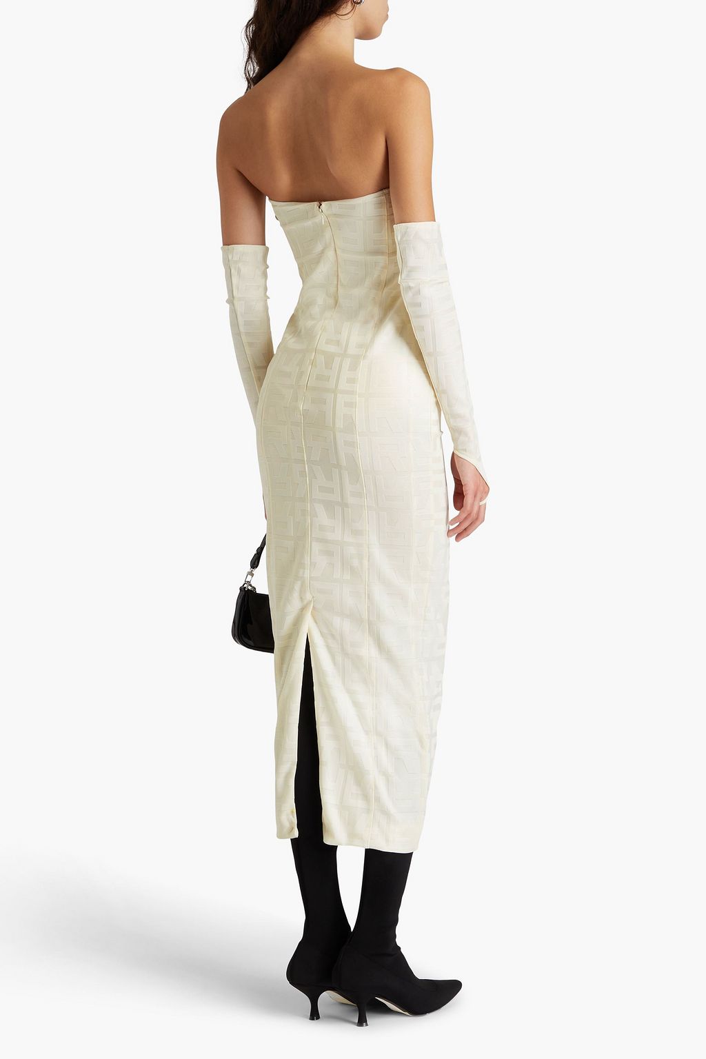 ROTATE BIRGER CHRISTENSEN ジャカードニット ミディワンピース ストラップレス コンバーチブル