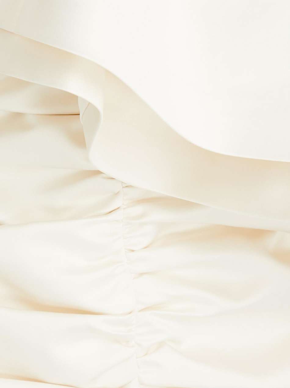 one-shoulder ruched satin-twill mini dress