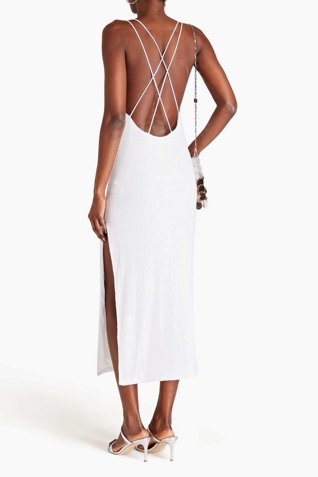 ROTATE BIRGER CHRISTENSEN Sequined ribbed-knit midi dress