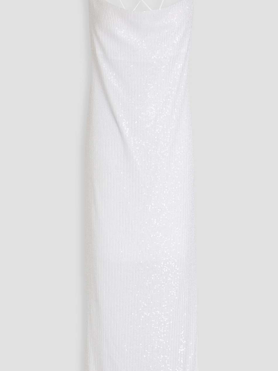 sequined ribbed-knit midi dress