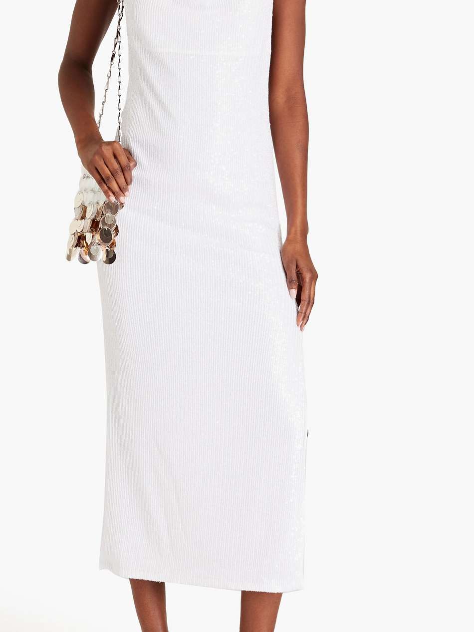 sequined ribbed-knit midi dress